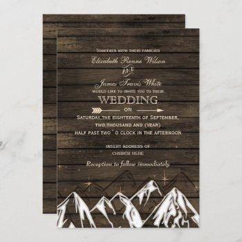 barn wood camping rustic mountains wedding invitation