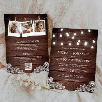 Small Barn Wood Lace String Lights Photo Qr Code Wedding Front View
