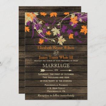 Small Barn Wood, Rustic Fall Plum Leaves Wedding Front View