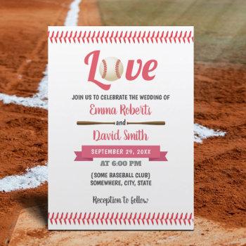 baseball love sports theme wedding invitation