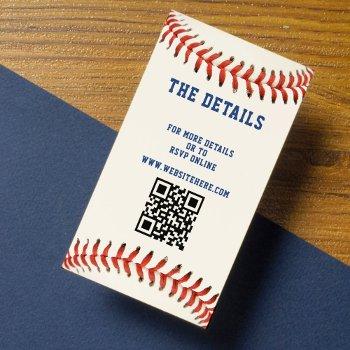 Small Baseball Softball Sport Qr Code Wedding Details Enclosure Card Front View