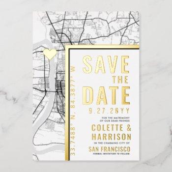 Small Baton Rouge Love Locator | Wedding Save The Date Foil Front View