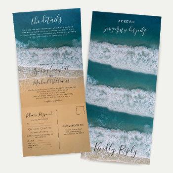 beach 3 in 1 destination wedding tri-fold invitation