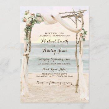 beach arbor sunset wedding invitation