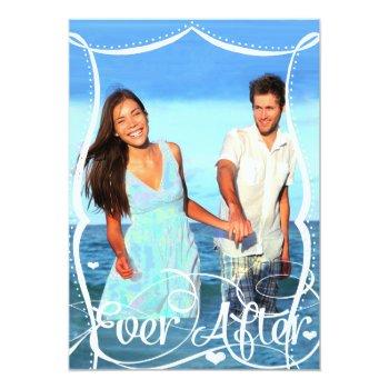 Small Beach Chalkboard Typography Photo Wedding Invite Front View