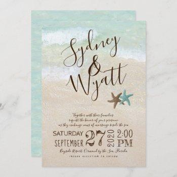 beach sand typography starfish wedding invitation