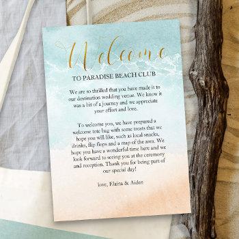 beach shoreline destination wedding welcome enclosure card
