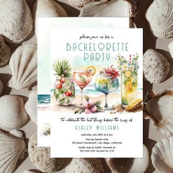 beach tropical cocktails bachelorette party invitation