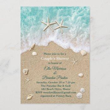 beach waves & starfish couple's shower invitation