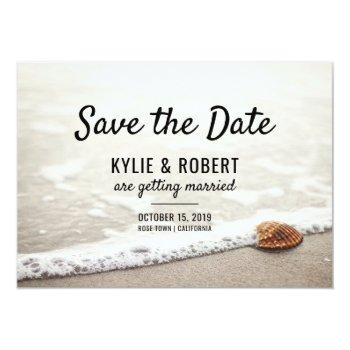 Small Beach Waves Wedding Save The Date Front View