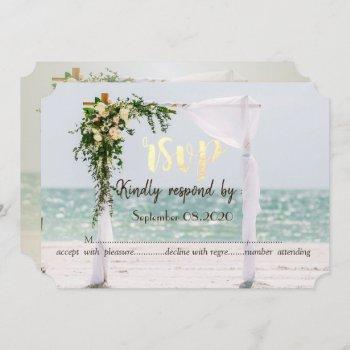 beach wedding arbor floral rsvp invitation