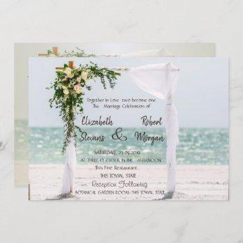 beach wedding arbor floral  wedding  invitation