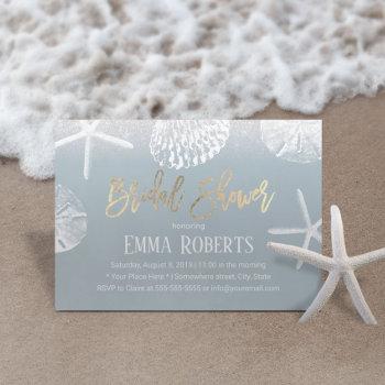 Small Beach Wedding Baby Shower Dusty Blue Seashells Front View