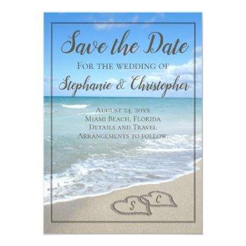 Small Beach Wedding Monogram Hearts In The Sand Magnetic Front View