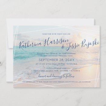 Small Beach Wedding Ocean Sunset Pink & Turquoise Front View