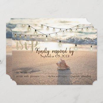 Small Beach Wedding,string Lights Seashell Rsvp Front View