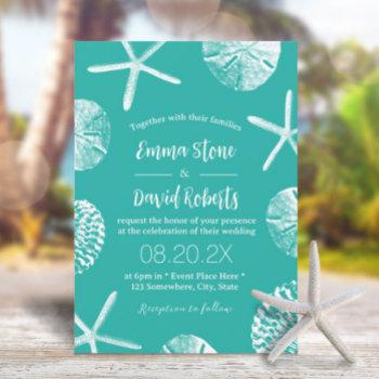Small Beach Wedding Tropical Seashells Modern Turquoise Front View