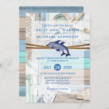 beachfront dolphin wedding invitation