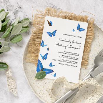 beautiful blue butterflies wedding invitation