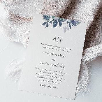 Small Beautiful Blue Floral With Monogram Photo Wedding Front View