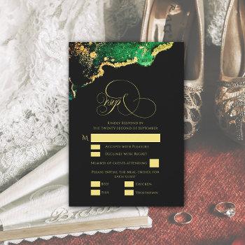 Small Beautiful Bronze Green Gold Wedding Rsvp Front View