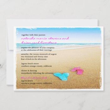 Small Beautiful Day Beach Flip Flops Chic Wedding Invite Front View