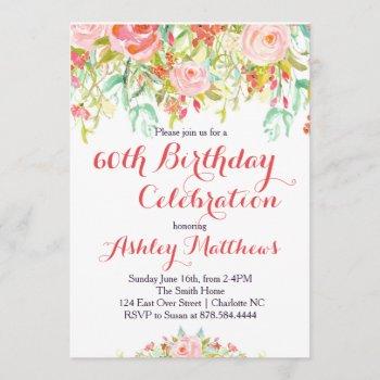 beautiful floral adult birthday invitation