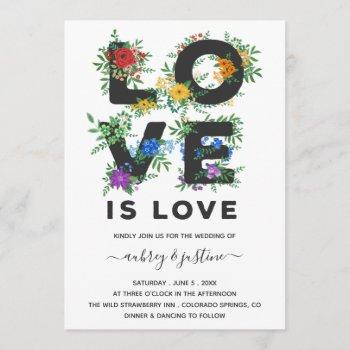 beautiful floral love is love gay wedding invitation
