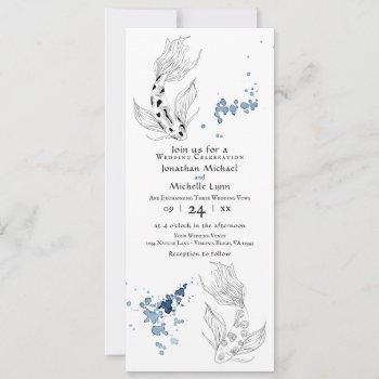 beautiful japanese koi fish swimming wedding invitation