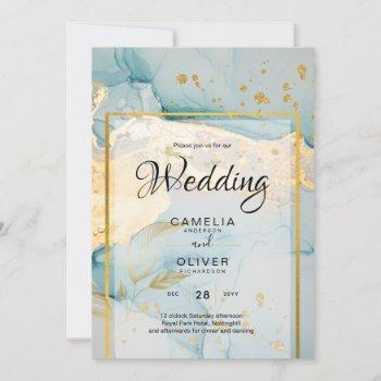 beautiful sea glass gold wedding invite turquoise 