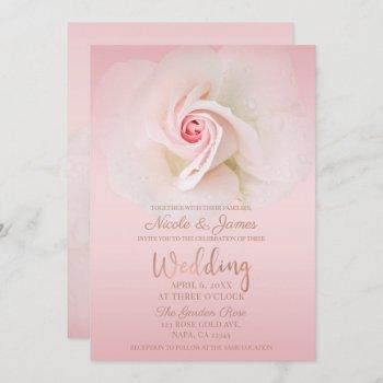 Small Beautiful Soft Pink Wet Rose Elegant Wedding Front View