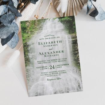 beautiful waterfall country wedding invitation