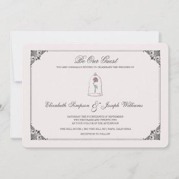 beauty and the beast | enchanted rose wedding  invitation