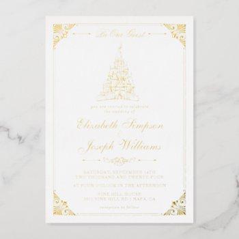 beauty and the beast | fairy tale castle wedding foil invitation