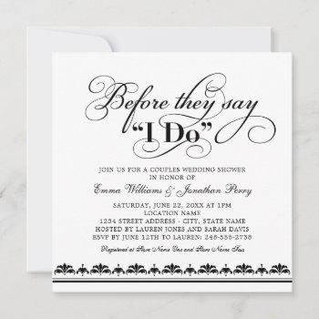 before they say i do black wedding couples shower invitation