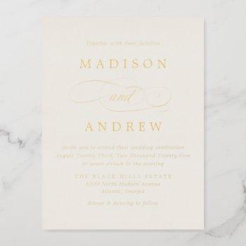 beloved ivory and gold wedding foil invitation postcard
