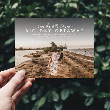 Small Big Day Getaway Destination Wedding Save The Date Announcement Post Front View