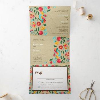 bilingual wedding invitation - kraft flora