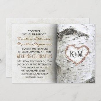 birch tree rustic wedding invitations