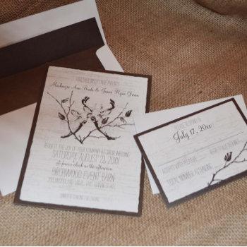 birch wood deer wedding invitation