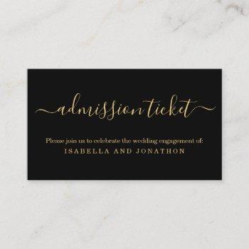black and gold admission ticket enclosure card