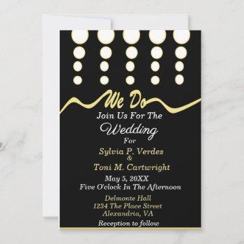 black and gold art deco wedding  invitation