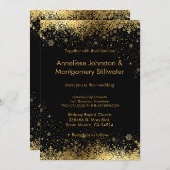 Small Black And Gold Snowflakes Wedding Front View