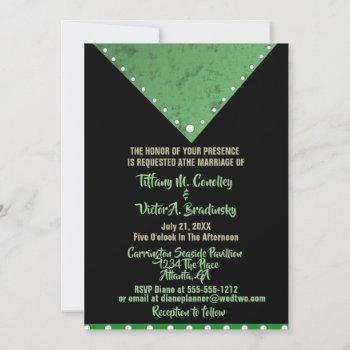 black and green elegant modern wedding invitation