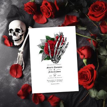 black and red floral gothic wedding qr code invitation