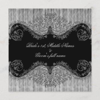 black and white curtain folds wedding invitations