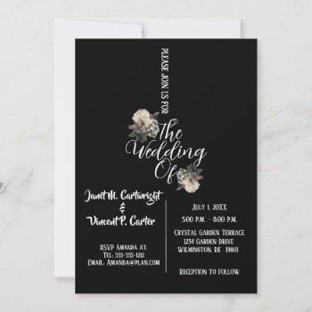 black and white elegant wedding invitation