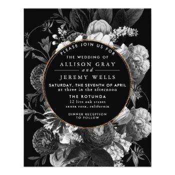 Small Black And White Floral Wedding  Flyer Front View
