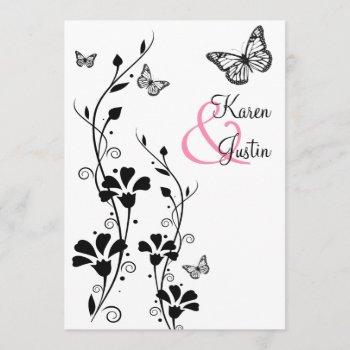 Small Black And White Floral With Butterflies On Linen Front View