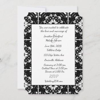 black and white fractal mandala wedding invitation